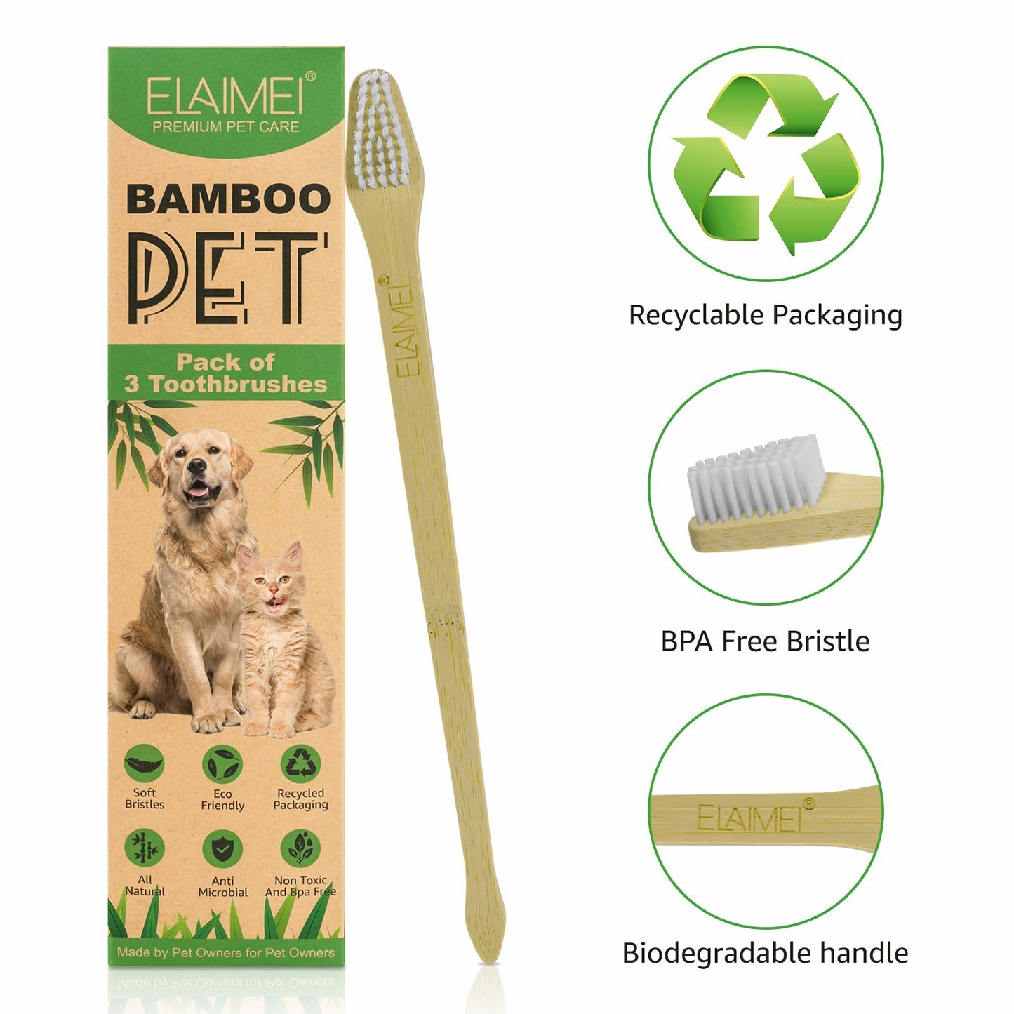 Double Sided Bamboo Pet Toothbrush