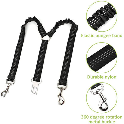 Double-Ended Car Safety Belt: One for Two Pets