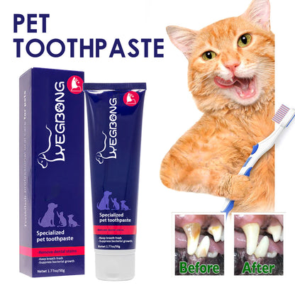 Oral cleaning cream for cats and dogs, removes odors and stains