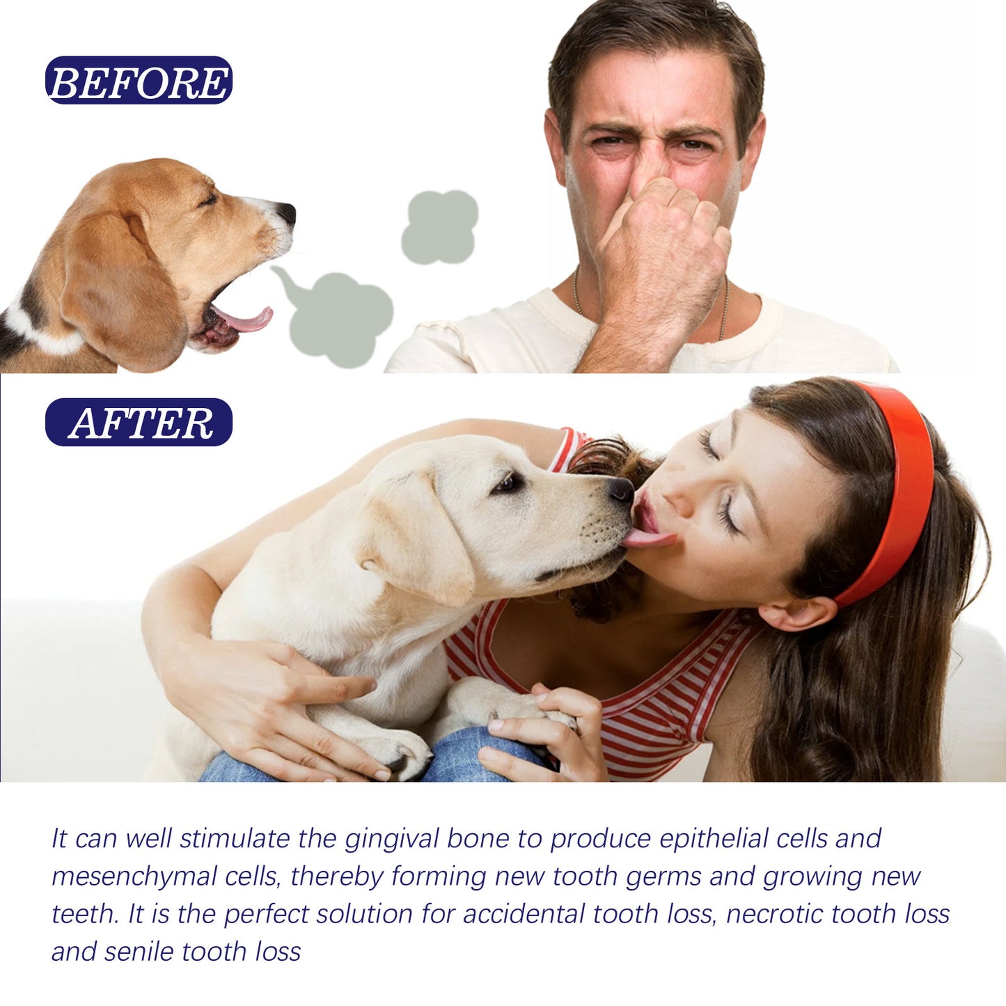 Oral cleaning cream for cats and dogs, removes odors and stains