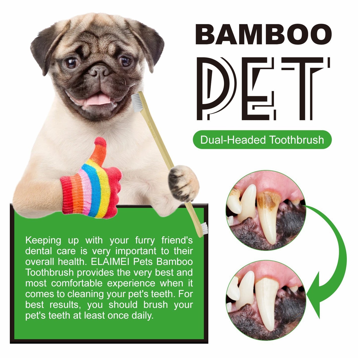 Double Sided Bamboo Pet Toothbrush